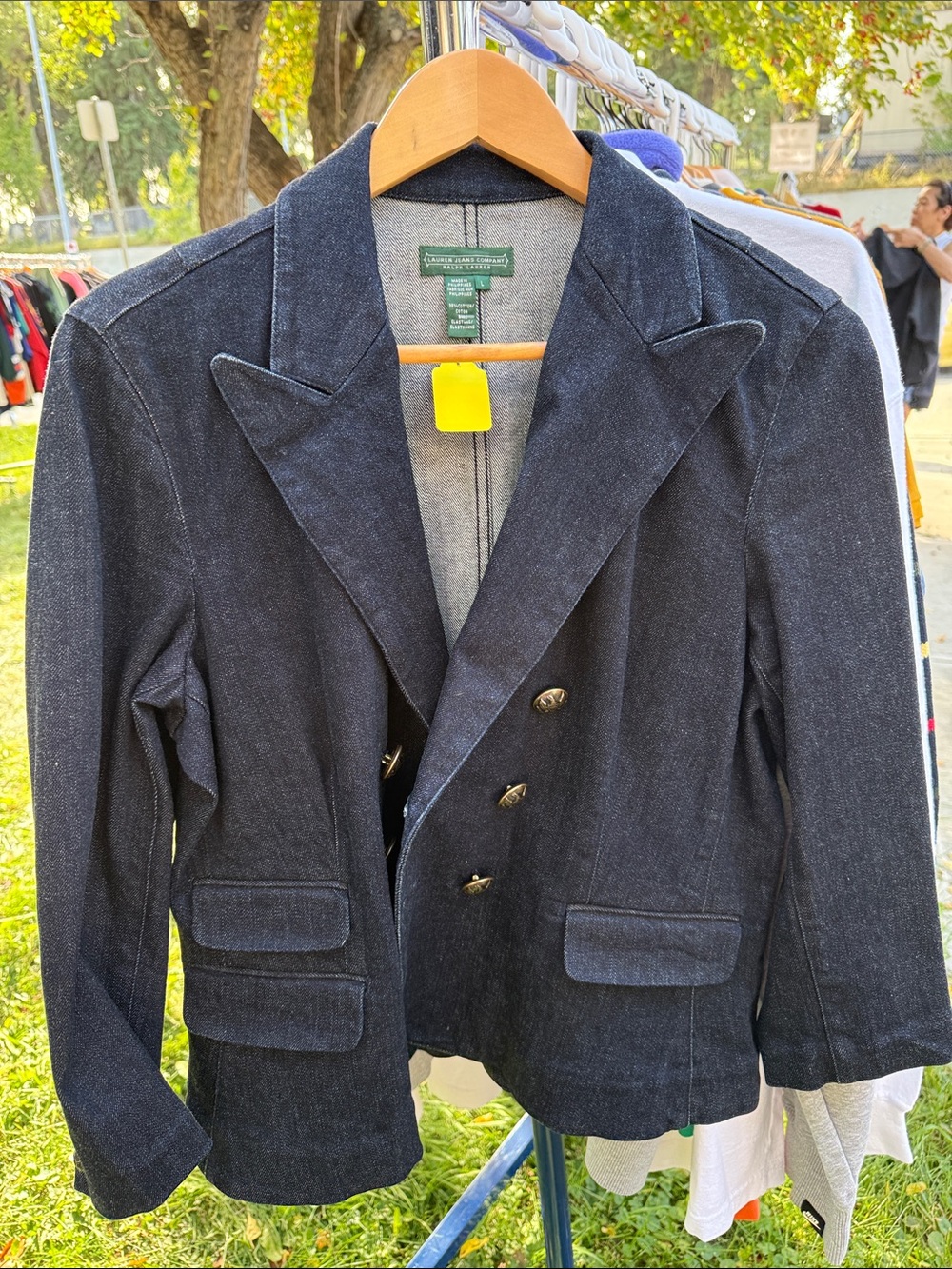 Lauren Ralph Lauren Dark Navy Double-Breasted Denim Blazer
